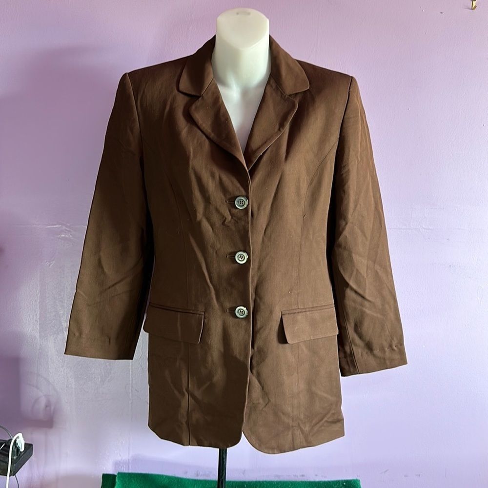 Ann Taylor Women's Blazer Size 4 Brown Wool Blend Career Jacket Lined